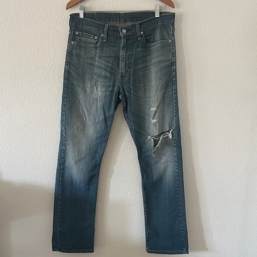 Levi's 513 Distressed Blue Straight Jeans